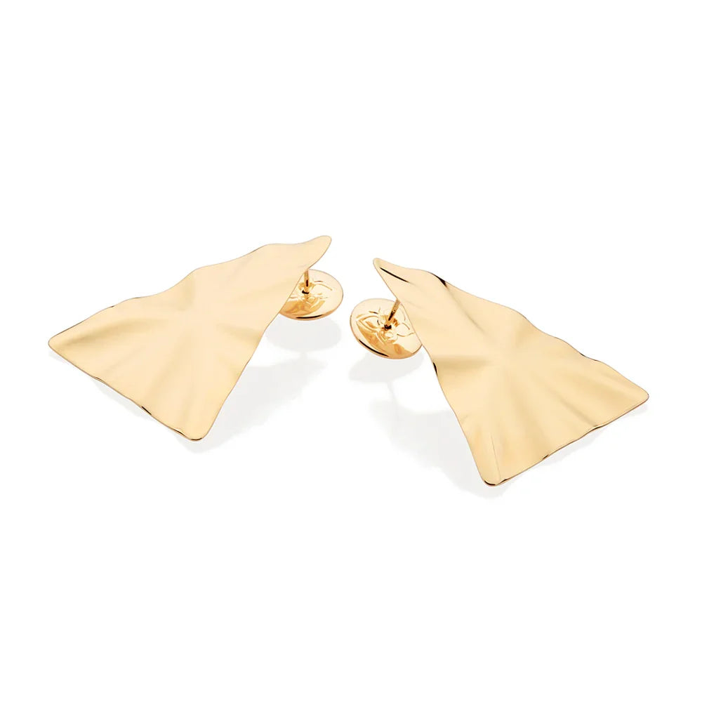 Brinco Maxi Triangular Ondulado Rommanel Banhado a Ouro 18K – Design Exclusivo e Sofisticado - Joias Rommanel | YouBeauty - Brincos, Colares e Anéis com Frete Grátis