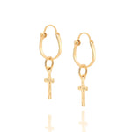 Brinco Argola com Cruz Pendurada Rommanel Banhado a Ouro 18K – Design Religioso Elegante - Joias Rommanel | YouBeauty - Brincos, Colares e Anéis com Frete Grátis