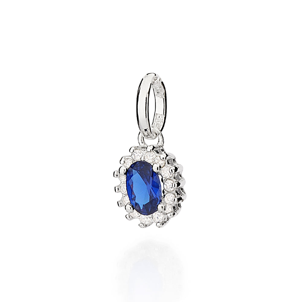 Pingente Oval Rommanel Cravejado com 15 Zircônias em Prata – Design Elegante e Brilhante