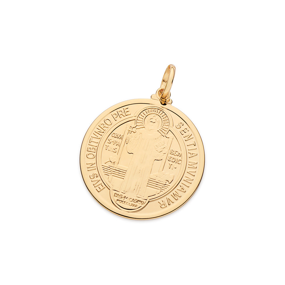 Pingente Medalha de São Bento Redondo Rommanel Banhado a Ouro 18K – Design Clássico e Detalhado