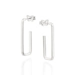 Brinco Meia Argola Retangular Rommanel em Prata – Design Médio 2,8 cm - Joias Rommanel | YouBeauty - Brincos, Colares e Anéis com Frete Grátis