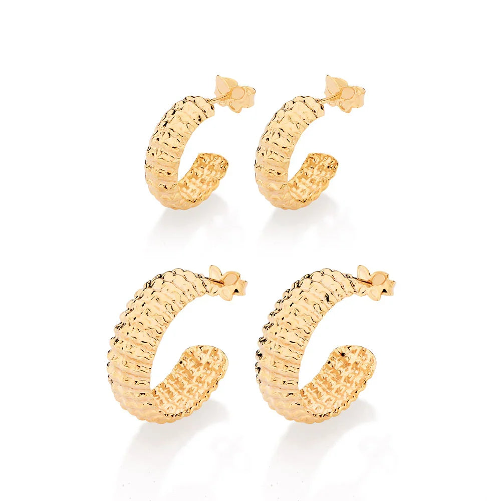 Kit Brinco Meia Argola Texturizado Abaulado Rommanel – Banhado a Ouro 18K, Design Sofisticado - Joias Rommanel | YouBeauty - Brincos, Colares e Anéis com Frete Grátis