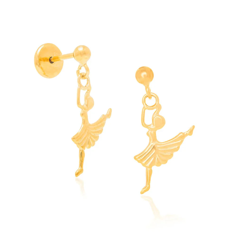 Brinco Infantil Bailarina Rommanel em Ouro 18K – Design Delicado e Exclusivo 2 cm - Joias Rommanel | YouBeauty - Brincos, Colares e Anéis com Frete Grátis