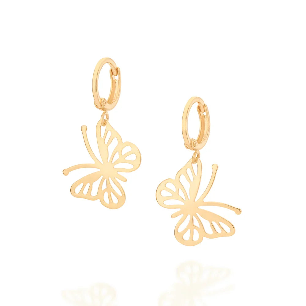 Brinco Argola Borboleta Vazado Rommanel Banhado a Ouro 18K – Design Delicado e Elegante - Joias Rommanel | YouBeauty - Brincos, Colares e Anéis com Frete Grátis