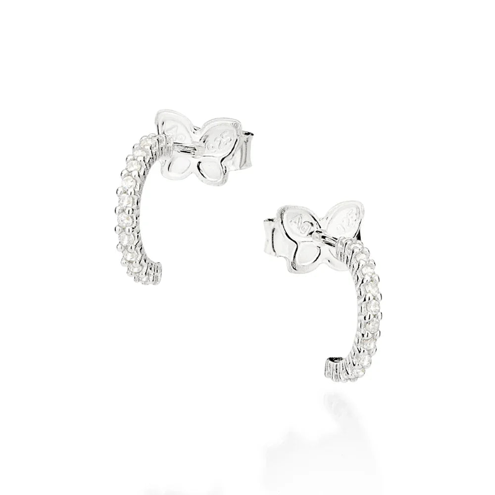 Brinco Meia Argola Rommanel Cravejado com 26 Zircônias em Prata – Design Delicado e Brilhante - Joias Rommanel | YouBeauty - Brincos, Colares e Anéis com Frete Grátis