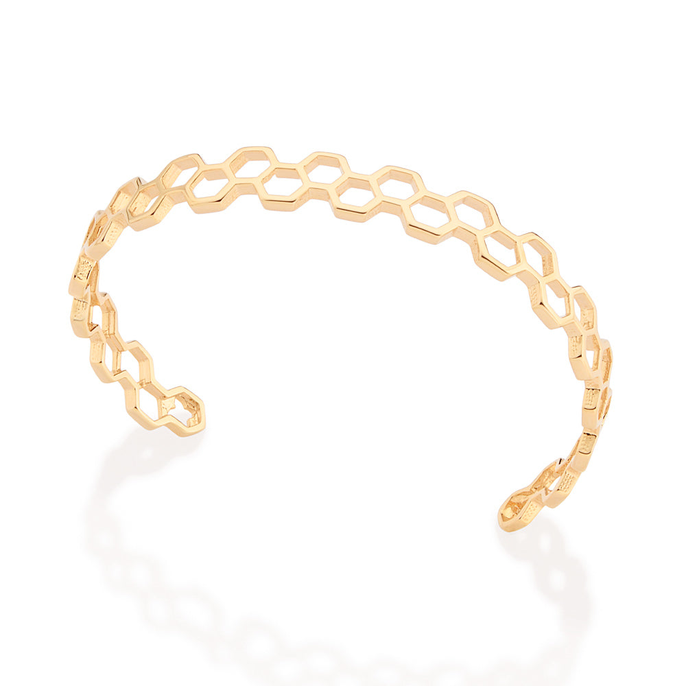 Bracelete Formato Colmeia Rommanel em Ouro 18K – Design Exclusivo e Sofisticado
