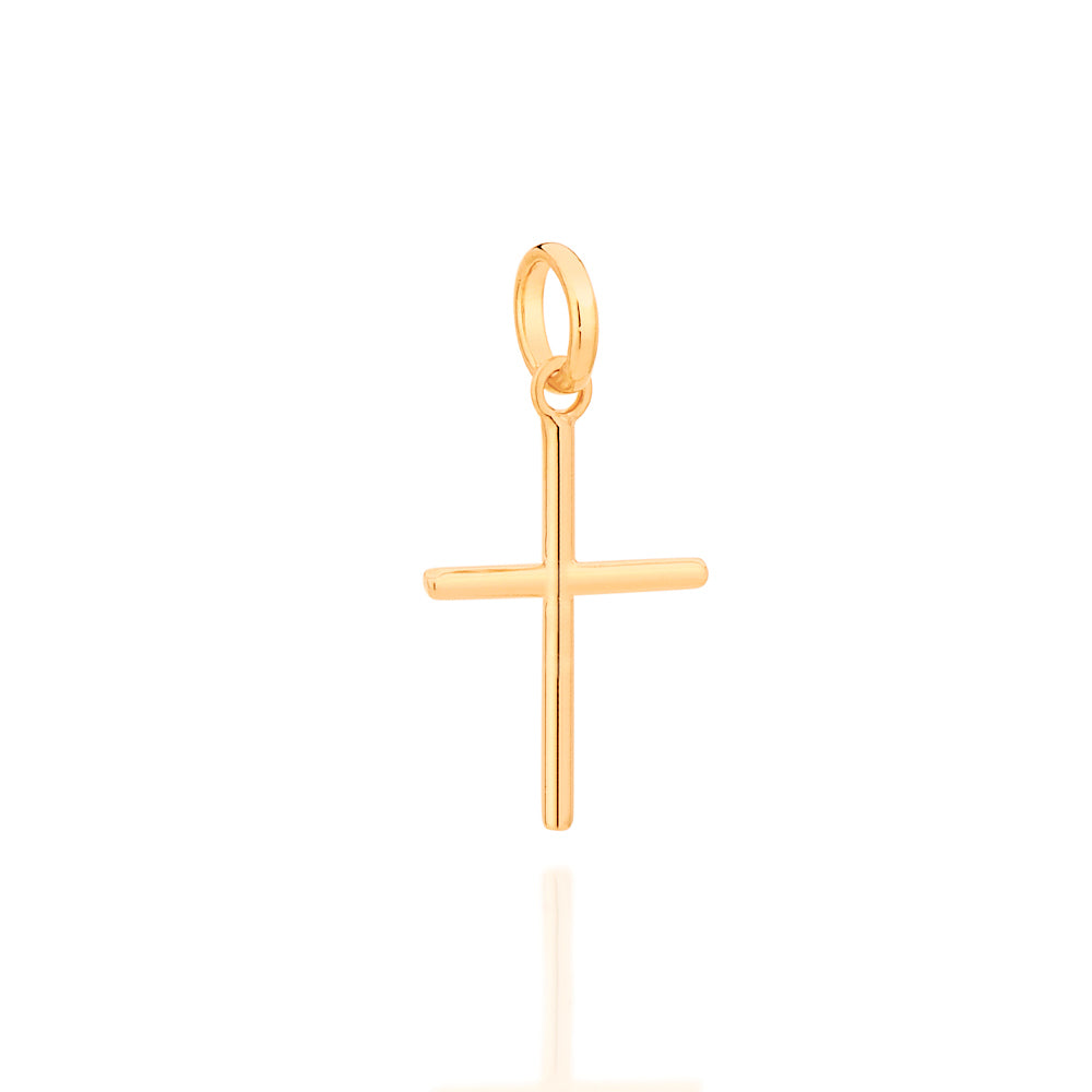 Pingente Cruz Lisa Rommanel Banhado a Ouro 18K – Design Minimalista e Elegante