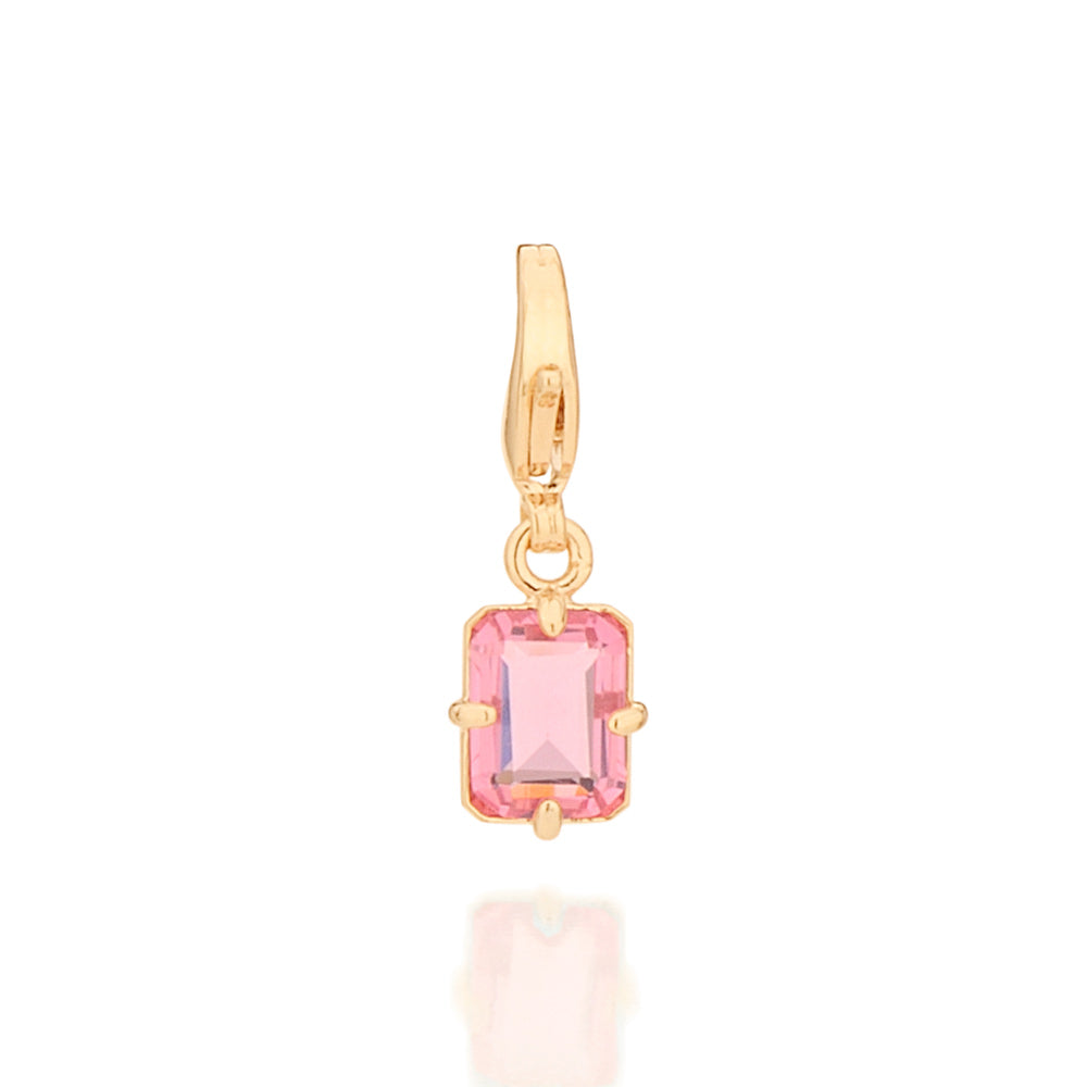 Pingente Berloque com Cristal Retangular Rommanel Banhado a Ouro 18K – Exclusivo Coleção Ana Hickmann