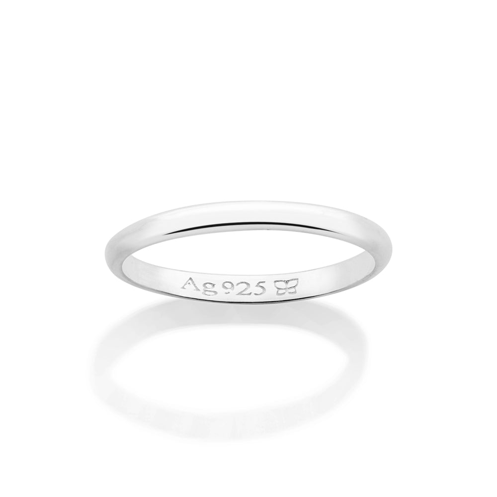 Aliança Lisa Rommanel Meia Cana 2 mm em Prata – Design Clássico e Elegante