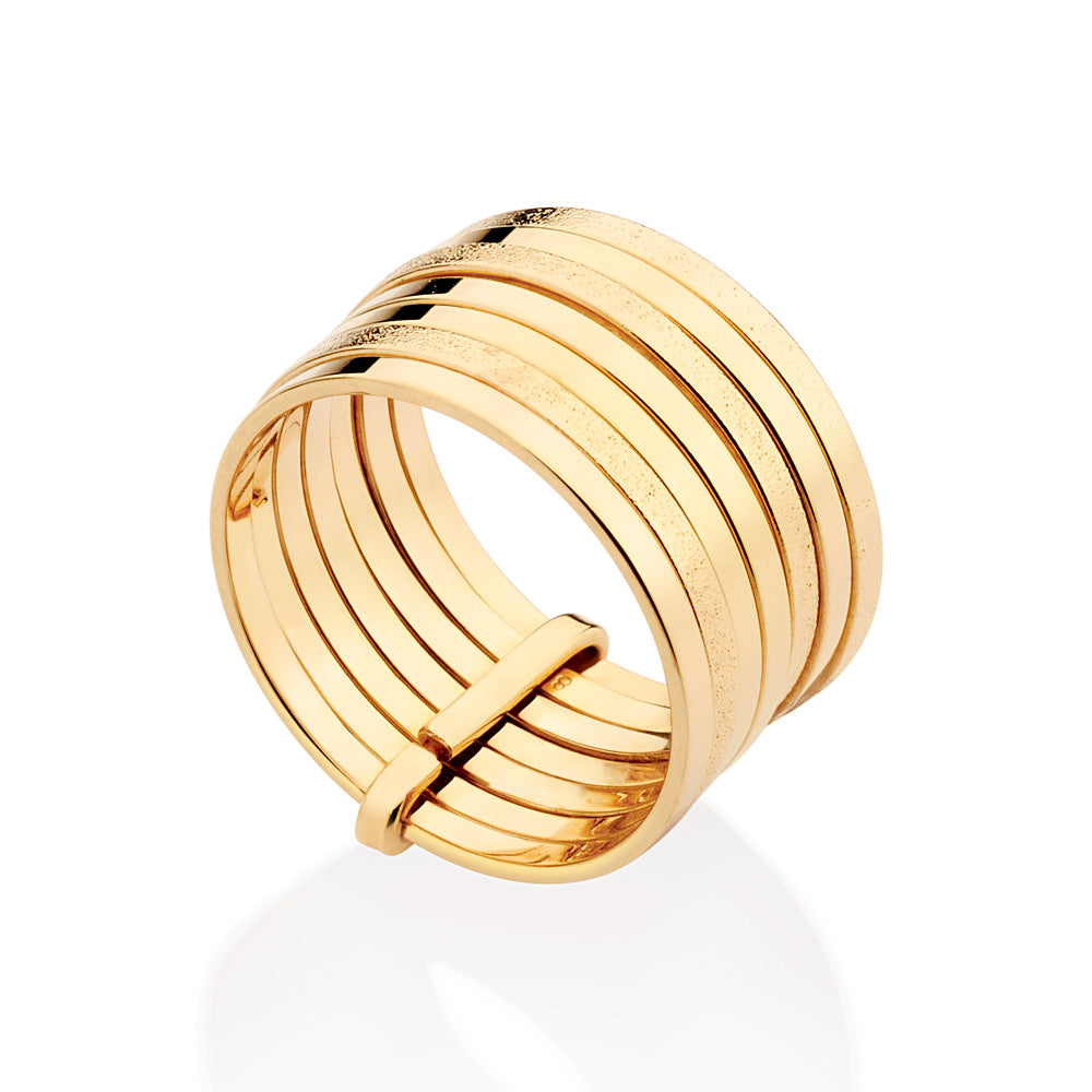 Aliança 7 Fios Rommanel em Ouro 18K Banhado – Design Elegante e Sofisticado