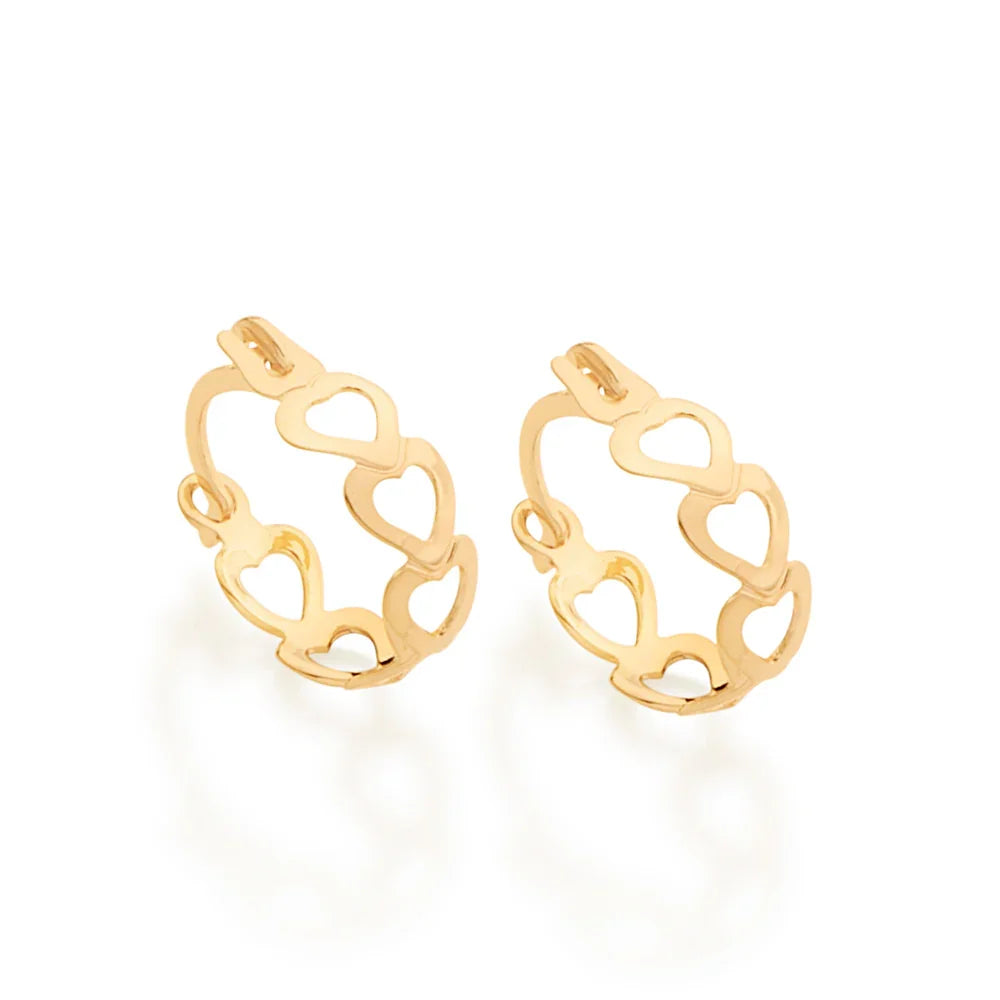 Brinco Argola com Corações Vazados Rommanel em Ouro 18K – Design Delicado e Elegante - Joias Rommanel | YouBeauty - Brincos, Colares e Anéis com Frete Grátis