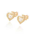 Brinco Coração Vazado Rommanel com Pérola 4mm em Ouro 18K – Design Delicado e Elegante - Joias Rommanel | YouBeauty - Brincos, Colares e Anéis com Frete Grátis