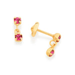 Brinco Infantil Rommanel com 4 Cristais Quadrados em Ouro 18K – Design Delicado e Seguro - Joias Rommanel | YouBeauty - Brincos, Colares e Anéis com Frete Grátis