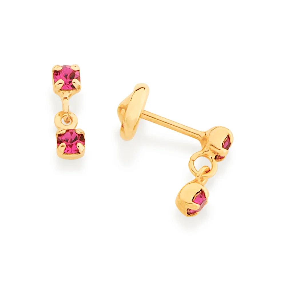 Brinco Infantil Rommanel com 4 Cristais Quadrados em Ouro 18K – Design Delicado e Seguro - Joias Rommanel | YouBeauty - Brincos, Colares e Anéis com Frete Grátis