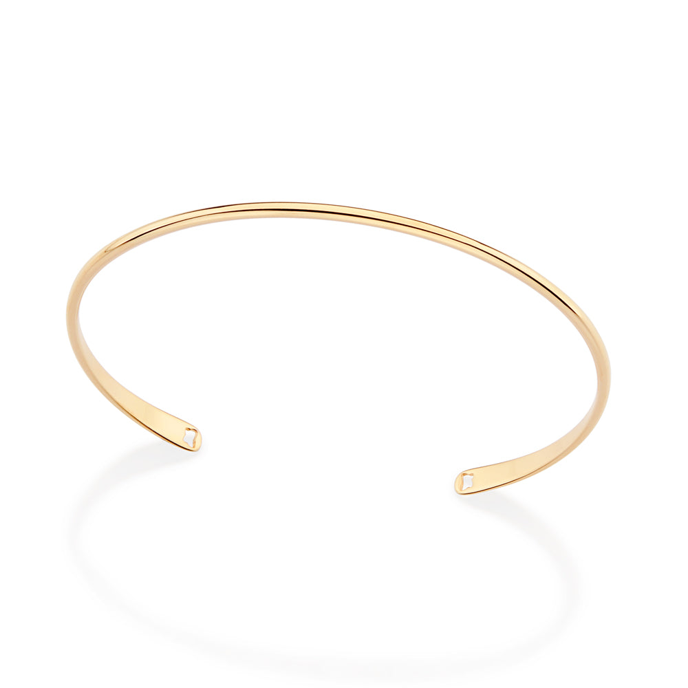 Bracelete Rommanel Liso com Pontas Achatadas em Banho de Ouro 18K – Design Sofisticado e Elegante