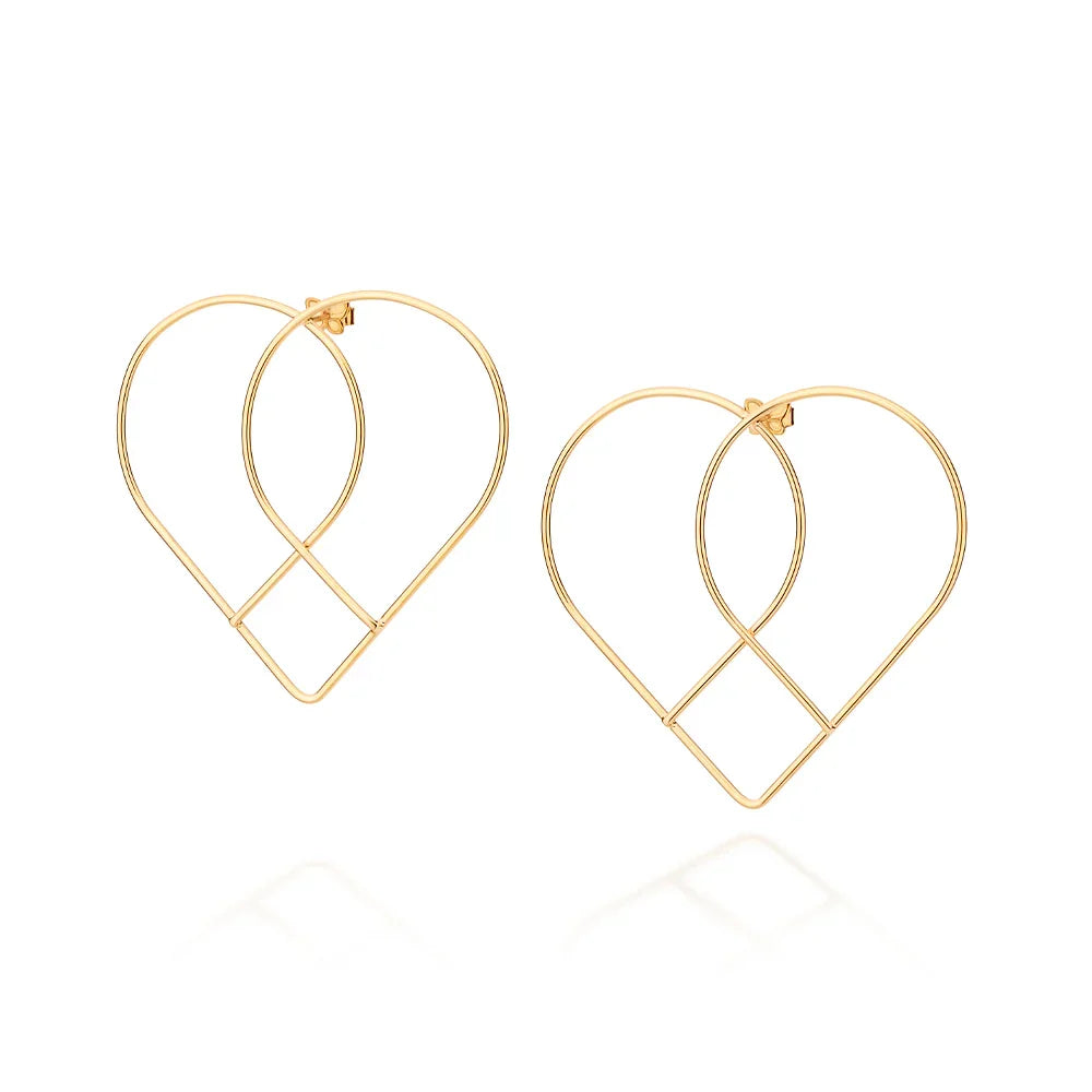 Brinco Maxi Rommanel em Formato Coração Vazado com Detalhe Entrelaçado – Banhado a Ouro 18K - Joias Rommanel | YouBeauty - Brincos, Colares e Anéis com Frete Grátis