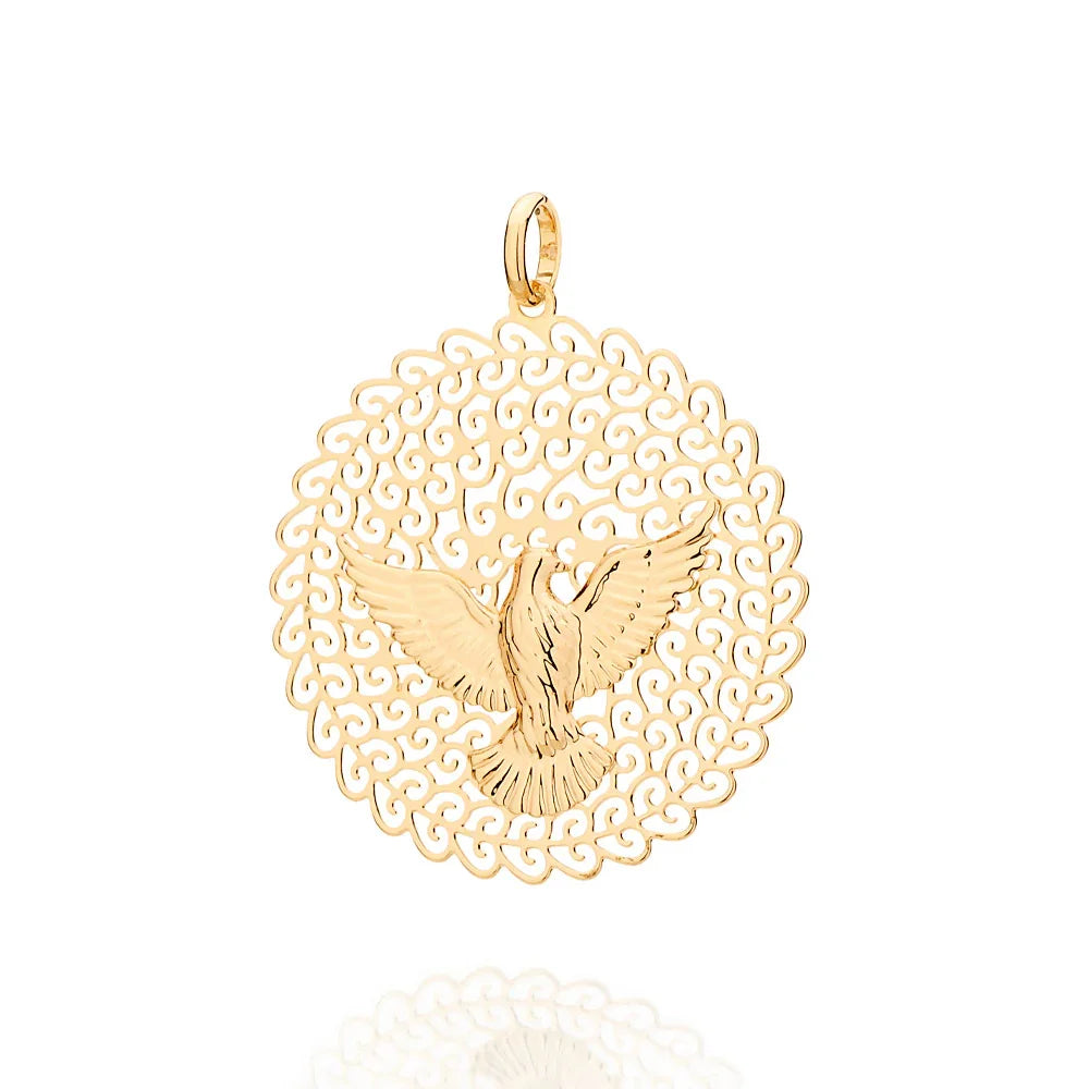 Pingente Redondo Rommanel com Espírito Santo Vazado em Ouro 18K – Detalhe Sofisticado - Joias Rommanel | YouBeauty - Brincos, Colares e Anéis com Frete Grátis