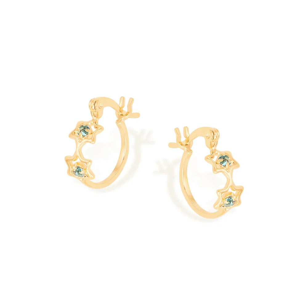 Brinco Argola Rommanel com Estrelas e Cristais em Ouro 18K – Design Delicado e Sofisticado - Joias Rommanel | YouBeauty - Brincos, Colares e Anéis com Frete Grátis