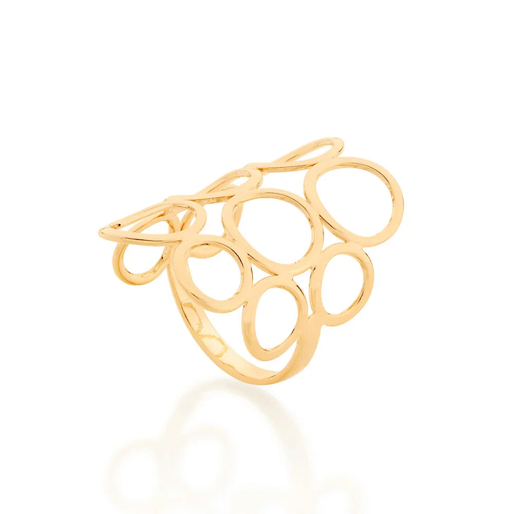 Maxi Anel Rommanel com Círculos Vazados em Ouro 18K – Design Exclusivo e Moderno - You Beauty