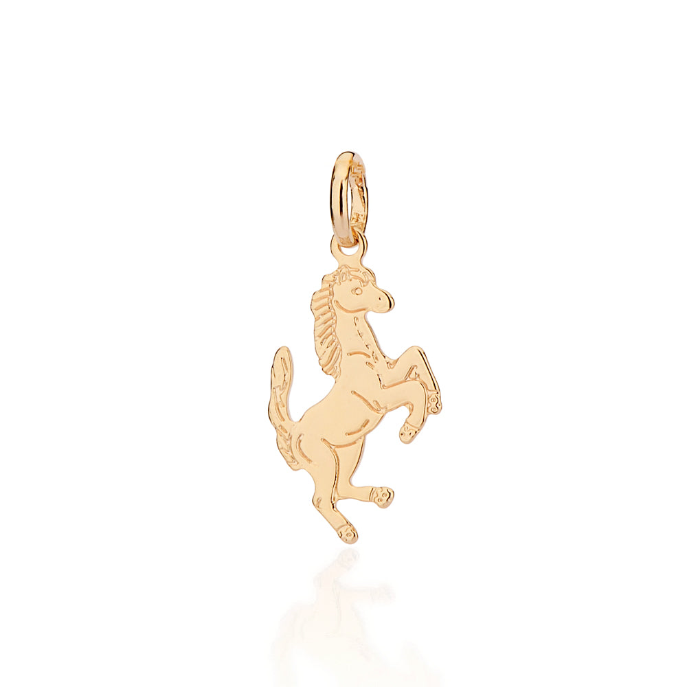 Pingente Cavalo Rommanel Banhado a Ouro 18K – Estampado Frente e Verso, Detalhe Exclusivo