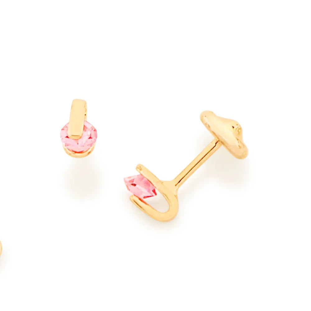 Brinco Infantil Rommanel com 2 Cristais Facetados em Ouro 18K – Design Delicado e Colorido - Joias Rommanel | YouBeauty - Brincos, Colares e Anéis com Frete Grátis