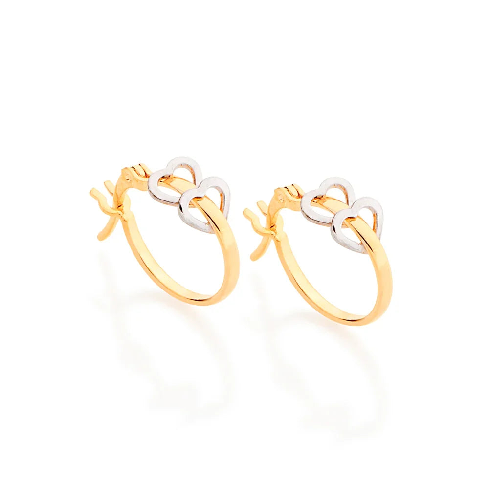 Brinco Argola Infantil Rommanel com 6 Corações em Ouro 18K e Rhodium – Design Delicado e Seguro - Joias Rommanel | YouBeauty - Brincos, Colares e Anéis com Frete Grátis