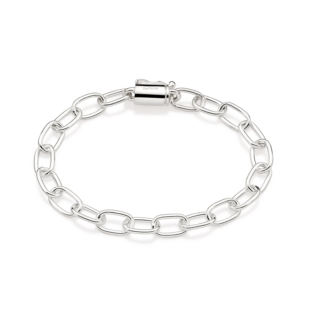 Pulseira em Corrente Elo Cadeado Oval Rommanel em Prata – Fio 1,40 mm, 18 cm