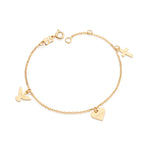 Pulseira Rommanel em Corrente Elo Cadeado Laminada com Pingentes Espírito Santo, Coração e Cruz – Símbolos Paz, Amor e Fé Ajustável 19 cm - Joias Rommanel | YouBeauty - Brincos, Colares e Anéis com Frete Grátis