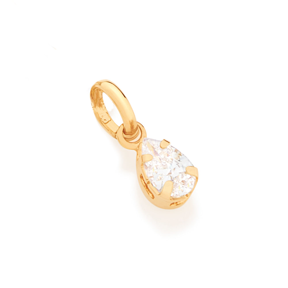 Pingente Infantil Rommanel com Zircônia Gota 6x4mm Banhado a Ouro 18K – Design Delicado e Brilhante