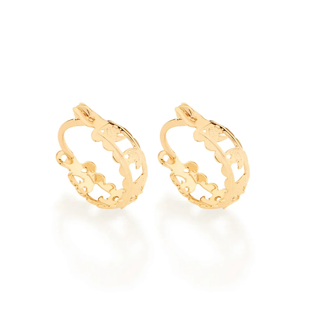 Brinco Argola com Luas e Estrelas Vazados Rommanel em Ouro 18K – Design Delicado e Sofisticado - Joias Rommanel | YouBeauty - Brincos, Colares e Anéis com Frete Grátis
