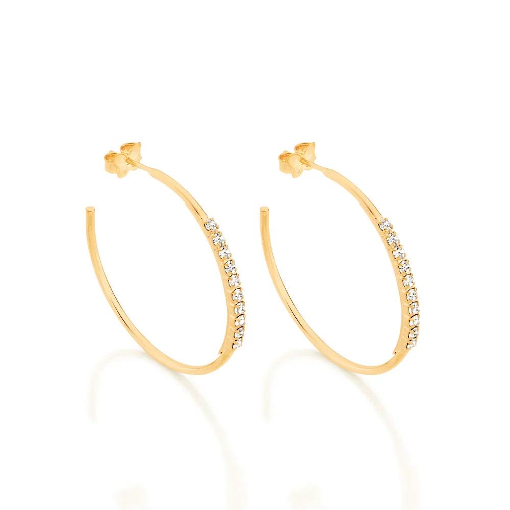 Brinco Meia Argola Rommanel com 20 Cristais em Banho Ouro 18K – Design Elegante e Brilhante - Joias Rommanel | YouBeauty - Brincos, Colares e Anéis com Frete Grátis