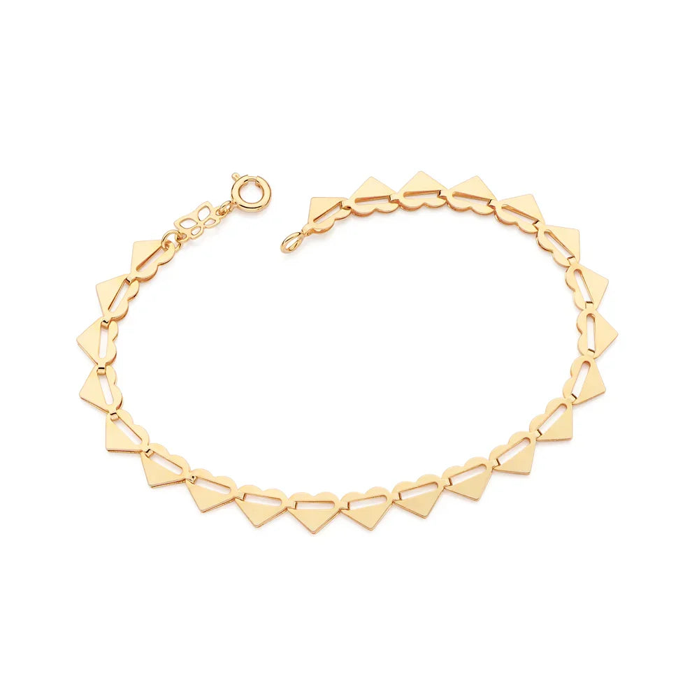 Pulseira Rommanel com Corrente de Elos em Formato Coração – Chapa Lisa Vazado, Coleção Ana Hickmann - Joias Rommanel | YouBeauty - Brincos, Colares e Anéis com Frete Grátis