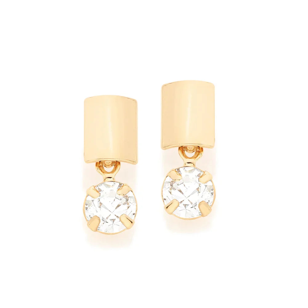 Brinco Retangular Rommanel com Cristais em Ouro 18K – Design Elegante e Delicado - Joias Rommanel | YouBeauty - Brincos, Colares e Anéis com Frete Grátis