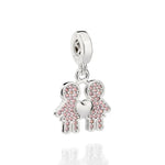 Pingente Berloque Duas Meninas Rommanel em Prata Cravejado com 52 Zircônias – Design Delicado e Brilhante - Joias Rommanel | YouBeauty - Brincos, Colares e Anéis com Frete Grátis