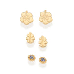 Kit Brinco Triplo Rommanel com Flor de Hibiscus, Solitário e Folha – Zircônia e Detalhes em Esferas - Joias Rommanel | YouBeauty - Brincos, Colares e Anéis com Frete Grátis