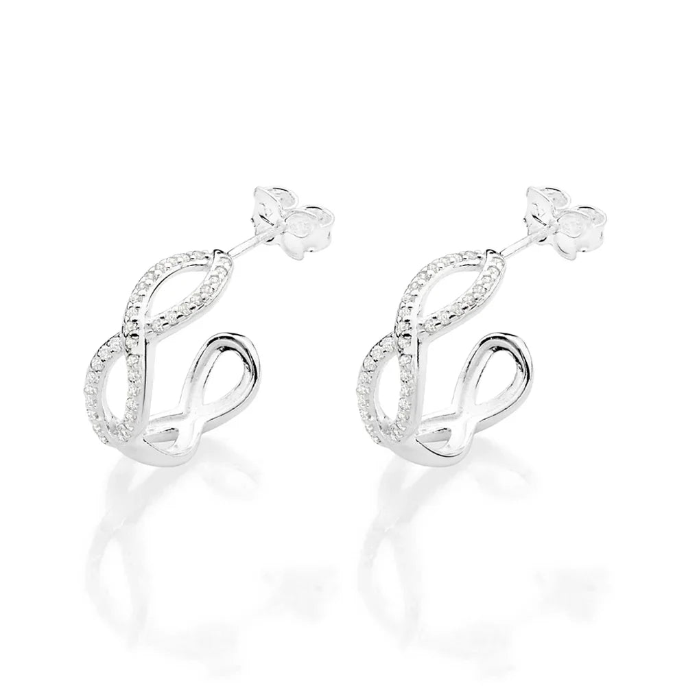 Brinco Argola Infinito Rommanel em Prata Cravejado com 70 Zircônias – Design Elegante 1,8 cm - Joias Rommanel | YouBeauty - Brincos, Colares e Anéis com Frete Grátis