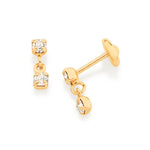 Brinco Infantil Rommanel com 4 Cristais Quadrados em Ouro 18K – Design Delicado e Seguro - Joias Rommanel | YouBeauty - Brincos, Colares e Anéis com Frete Grátis