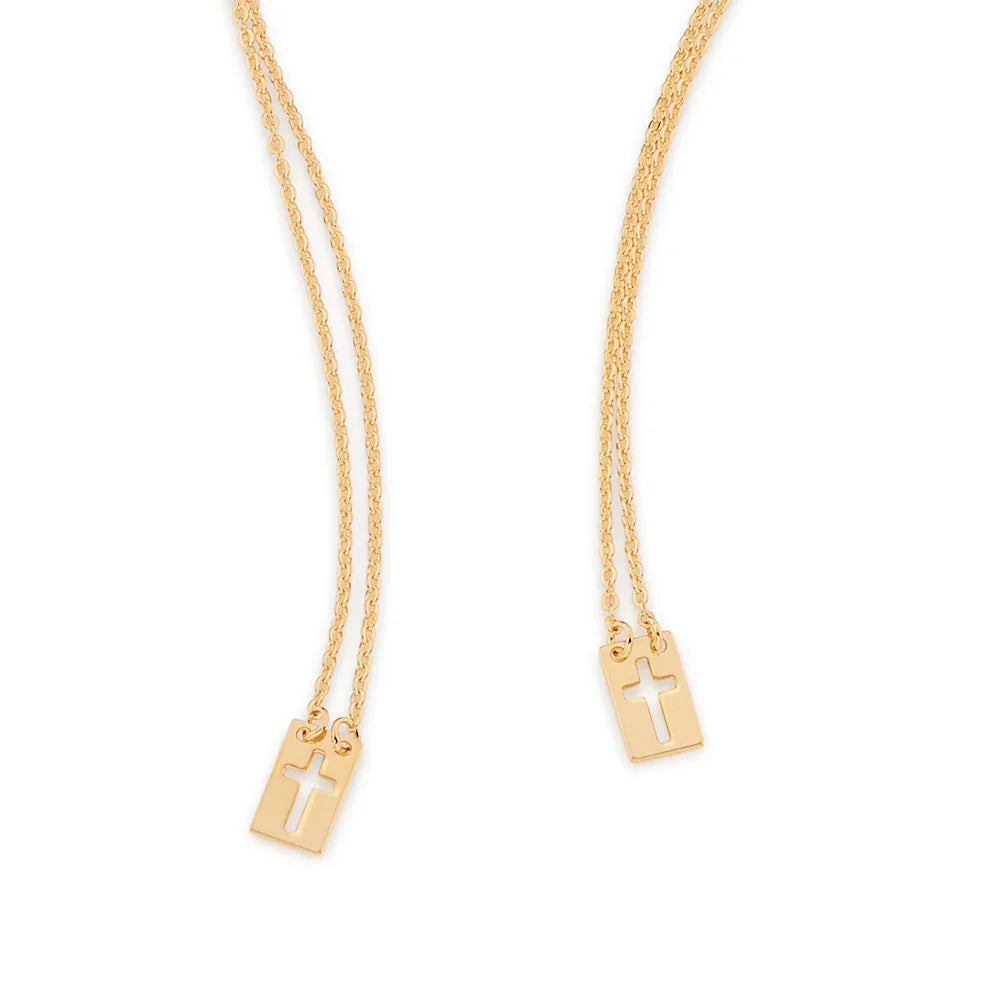 Escapulário Rommanel com Duas Medalhas e Cruz Vazadas em Corrente de Elos Intercalados – Comprimento 68cm - Joias Rommanel | YouBeauty - Brincos, Colares e Anéis com Frete Grátis