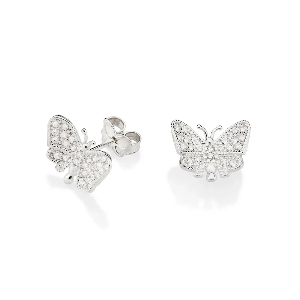 Brinco Borboleta Rommanel Cravejado com 44 Zircônias em Prata – Design Delicado e Brilhante - Joias Rommanel | YouBeauty - Brincos, Colares e Anéis com Frete Grátis
