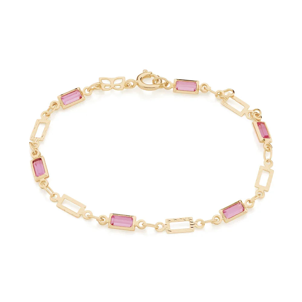 Pulseira Infantil Rommanel com Cristais Baguetes em Banho Ouro 18K – Design Retangular Trabalhado - Joias Rommanel | YouBeauty - Brincos, Colares e Anéis com Frete Grátis