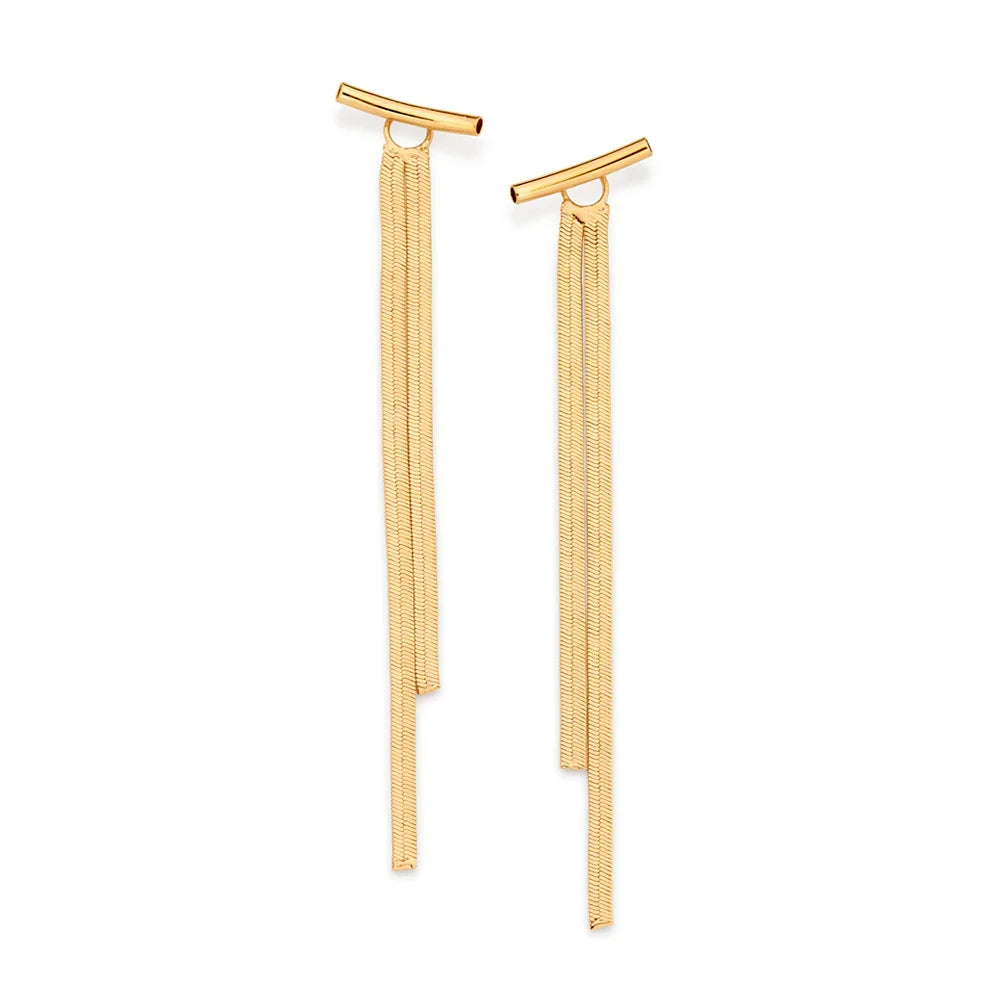 Brinco Ear Jacket Tubo Vazado com Corrente Rabo de Rato Laminado Rommanel – Banho Ouro 18K Coleção Giovanna Antonelli - Joias Rommanel | YouBeauty - Brincos, Colares e Anéis com Frete Grátis