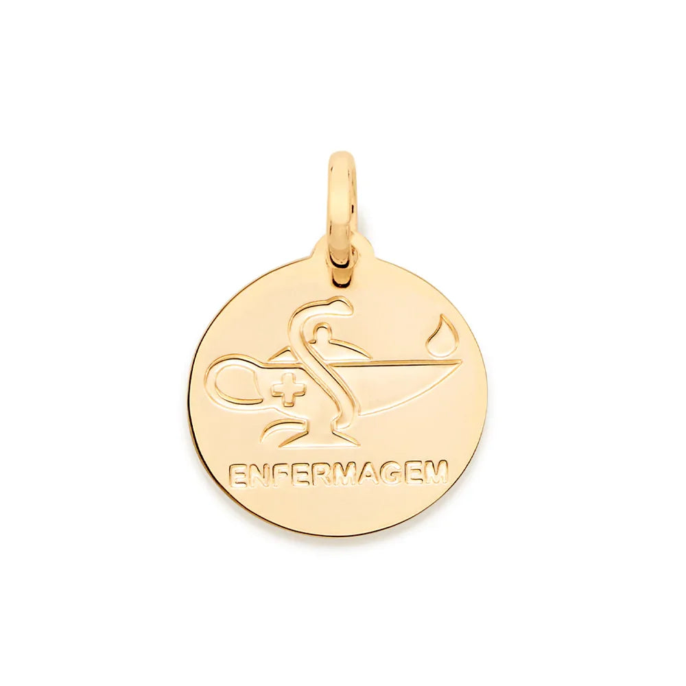 Pingente Rommanel Medalha Profissão Enfermagem em Ouro 18K – Design Exclusivo 2x1,5 cm - Joias Rommanel | YouBeauty - Brincos, Colares e Anéis com Frete Grátis