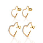 Kit Brinco Rommanel com Zircônias Coração em Rhodium Branco – Par Delicado com 56 e 74 Pedras - Joias Rommanel | YouBeauty - Brincos, Colares e Anéis com Frete Grátis