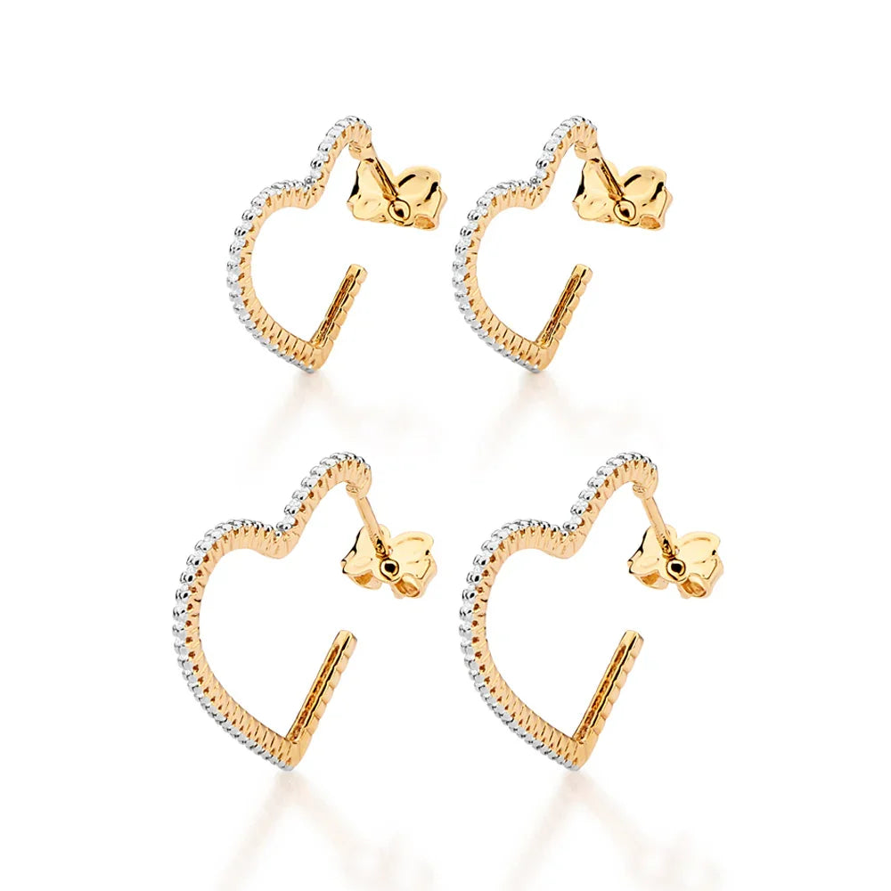 Kit Brinco Rommanel com Zircônias Coração em Rhodium Branco – Par Delicado com 56 e 74 Pedras - Joias Rommanel | YouBeauty - Brincos, Colares e Anéis com Frete Grátis