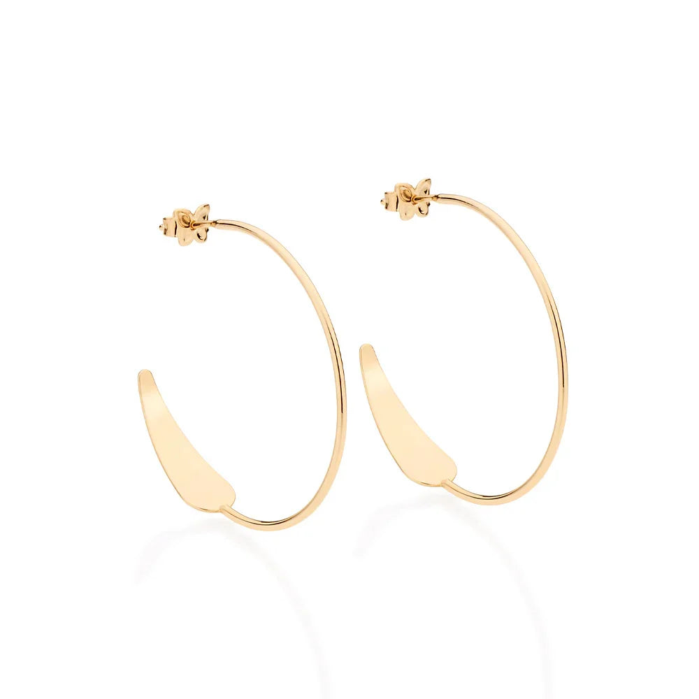 Brinco Meia Argola Rommanel com Detalhe em Gota Banhado a Ouro 18K – Design Fino e Elegante - Joias Rommanel | YouBeauty - Brincos, Colares e Anéis com Frete Grátis