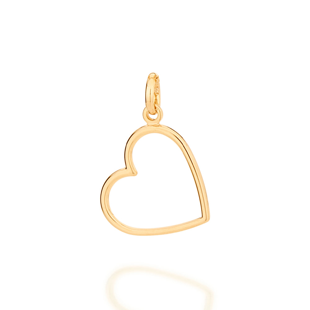 Pingente Rommanel em Formato de Coração Vazado – Banhado a Ouro 18K, Delicadeza e Elegância