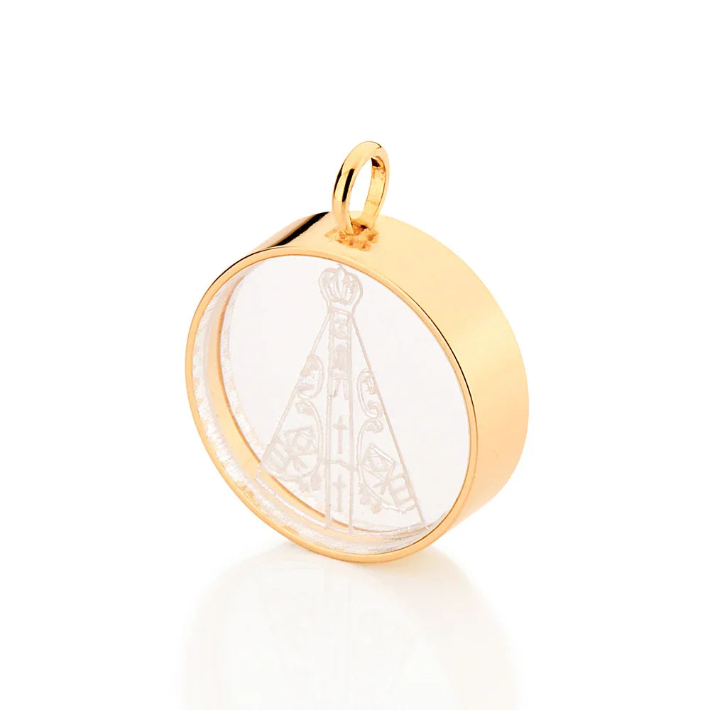 Pingente Redondo Rommanel com Imagem de Nossa Senhora Aparecida em Acrílico – Design Liso com 6mm de Largura - Joias Rommanel | YouBeauty - Brincos, Colares e Anéis com Frete Grátis