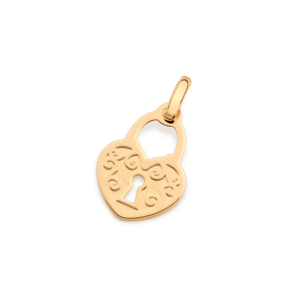 Pingente Cadeado em Formato de Coração Rommanel Banhado a Ouro 18K – Delicado e Elegante
