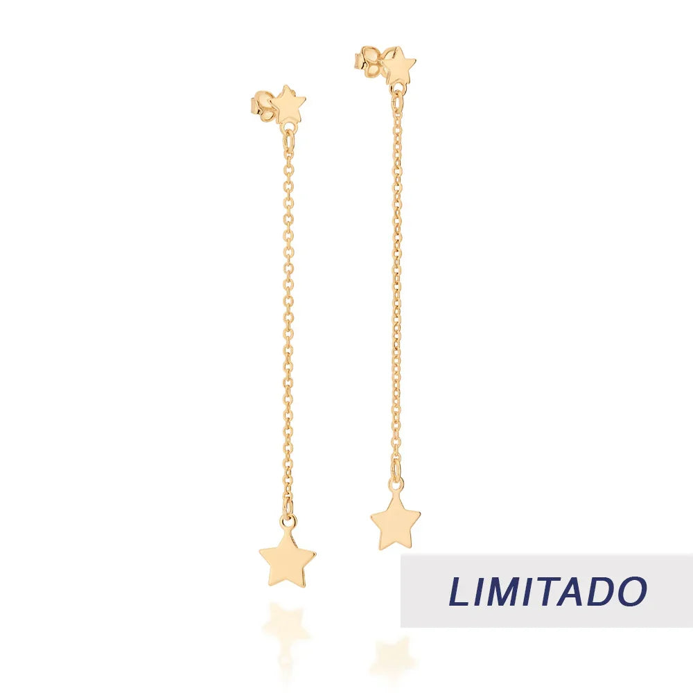 Brinco Pendurado Rommanel com 4 Estrelas em Ouro 18K – Corrente Elo Cadeado Exclusiva - Joias Rommanel | YouBeauty - Brincos, Colares e Anéis com Frete Grátis