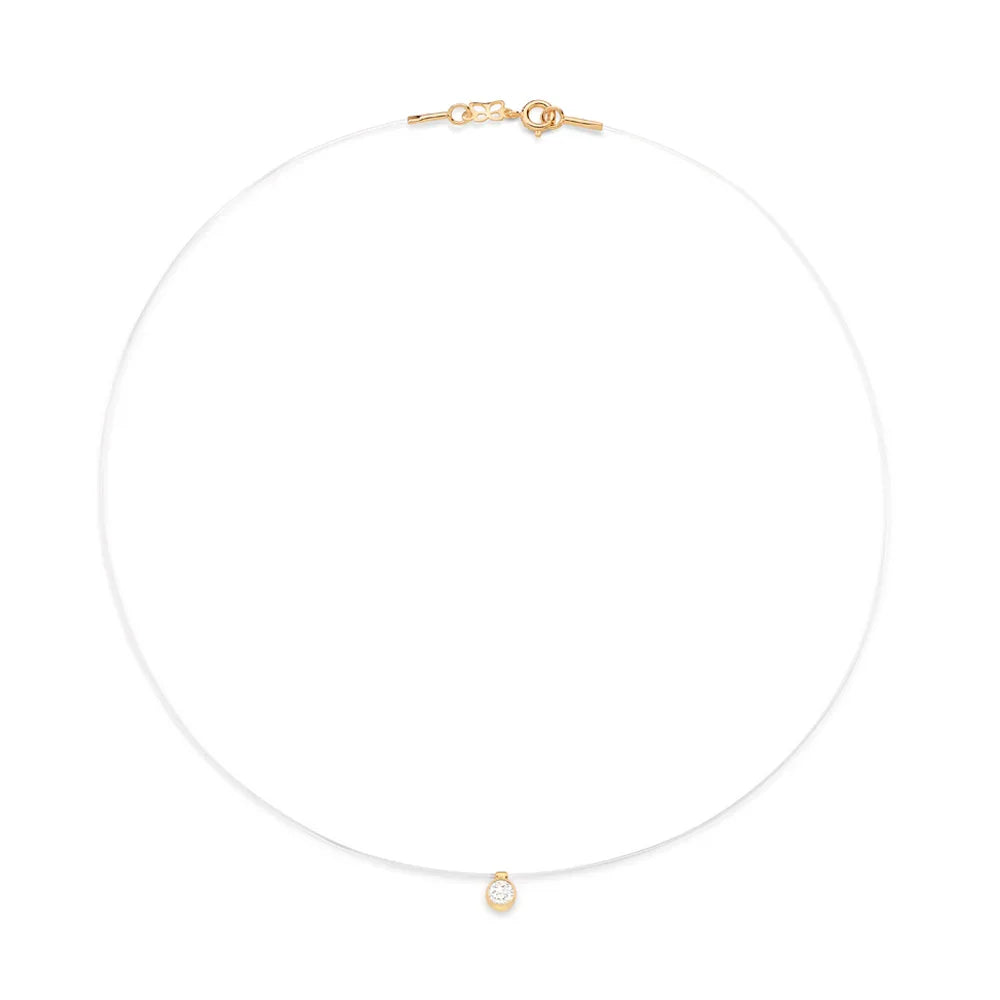 Gargantilha Rommanel em Fio de Nylon com Zircônia de 4mm – Ponto de Luz Delicado - Joias Rommanel | YouBeauty - Brincos, Colares e Anéis com Frete Grátis